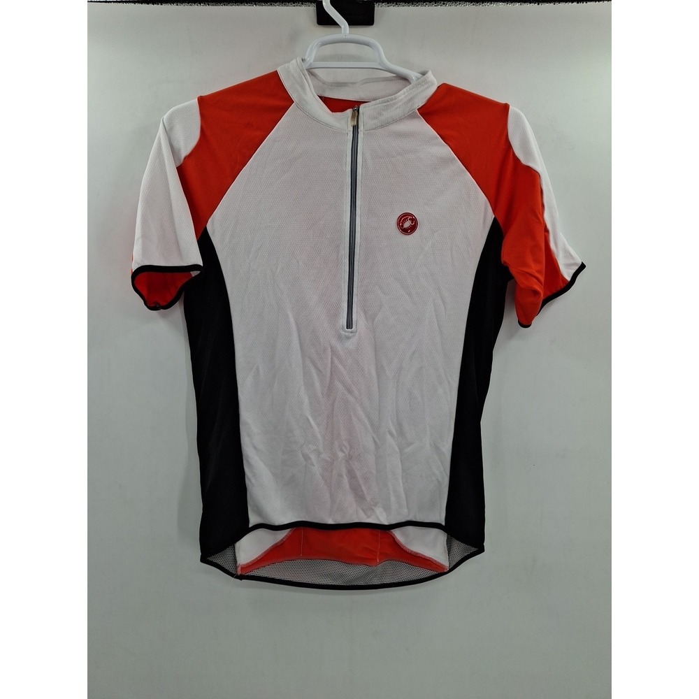 Castelli Men's XXL Cycling Jersey Half Zip Orang Black White Bike Bicycle Italy